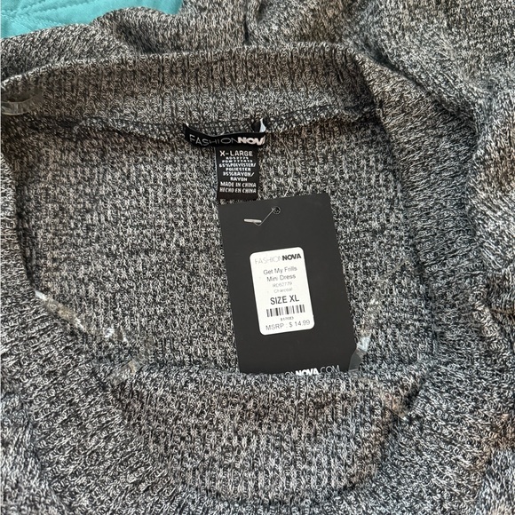 Gray Off-Shoulder Knit Dress - Picture 2 of 2